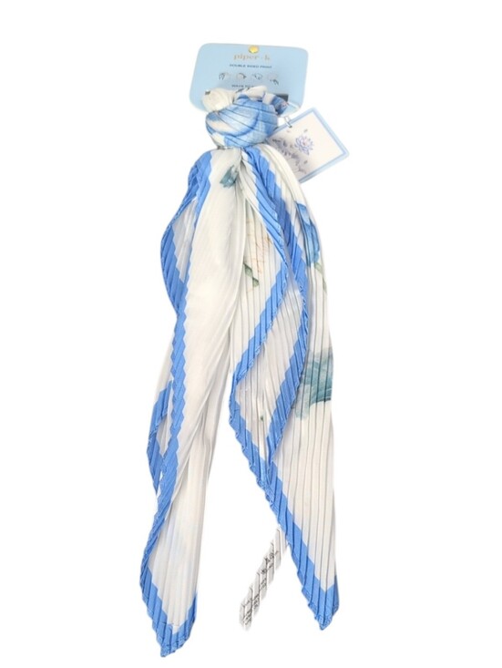Piper K Accessories - Piper K Blue Floral Pleated Multi-Wear Scarf
